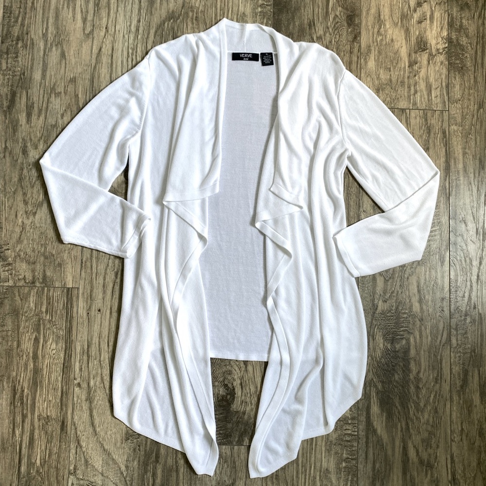 Verve Ami White Waterfall Cardigan XL 100% Rayon